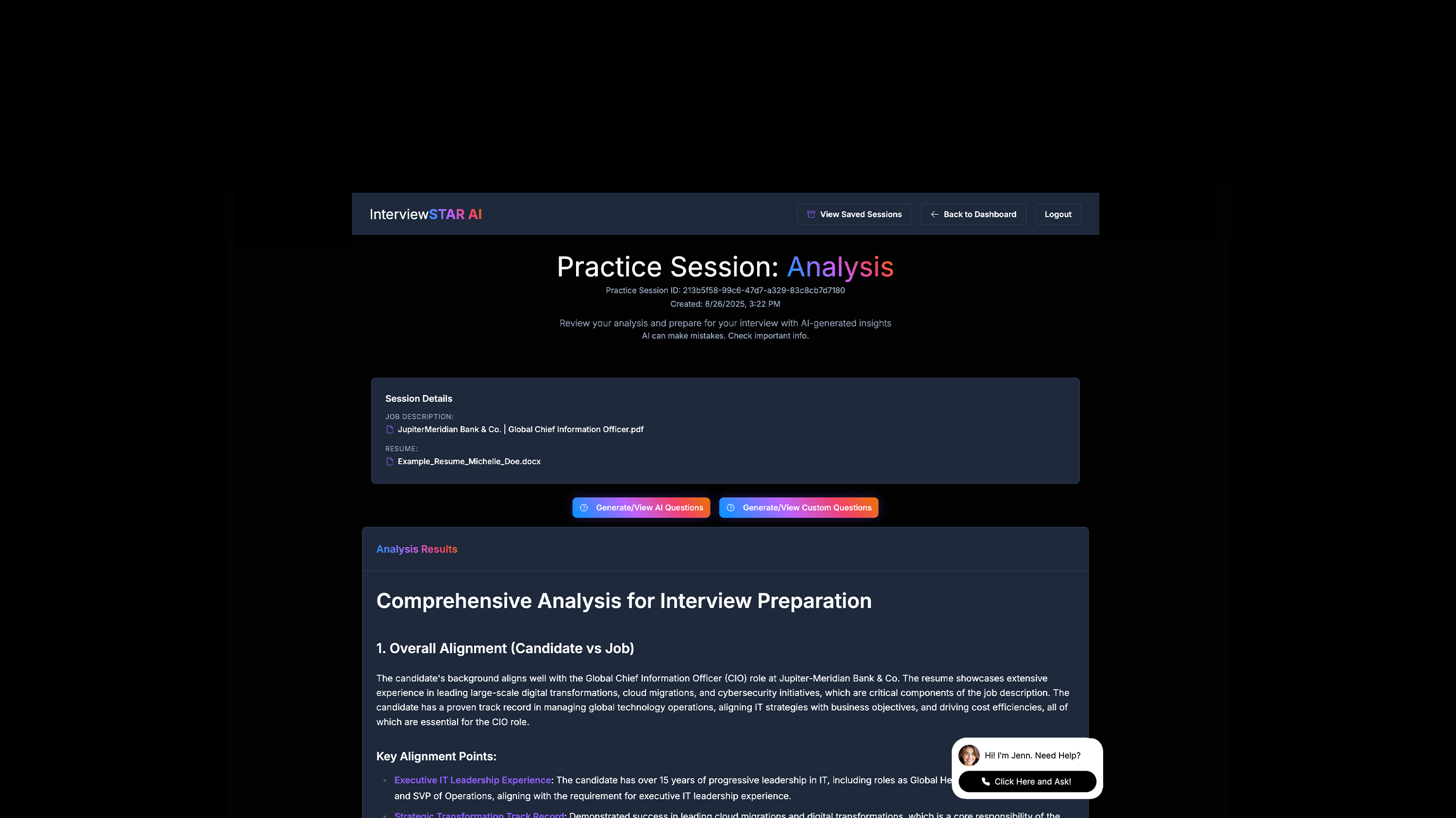 AI analysis results screen.