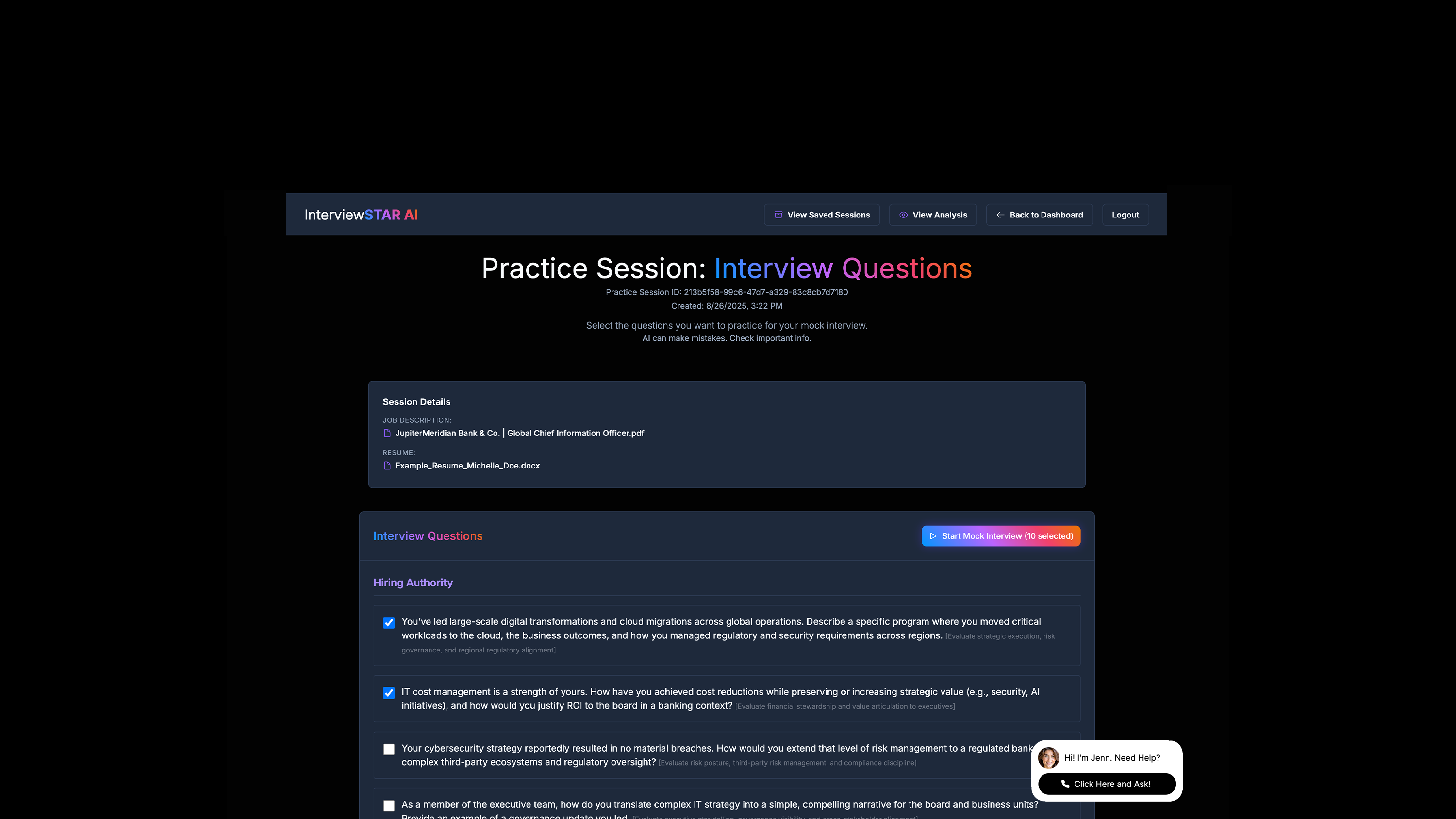 AI-generated interview questions.